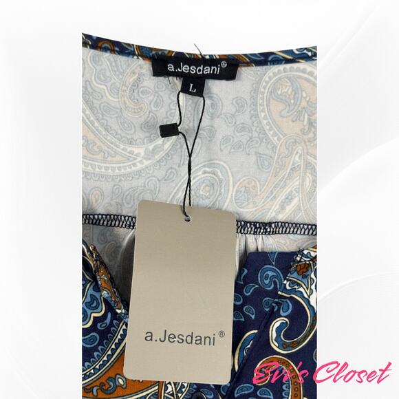 a Jesdani Women's Blouse Top Tunic Sz L. Paisley Henley NeckSuper Soft NWT - Picture 4 of 8